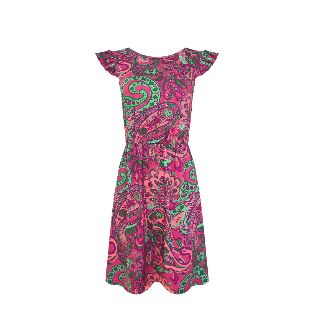 Floral Print Tie-Front Flutter Sleeve A-Line Dress