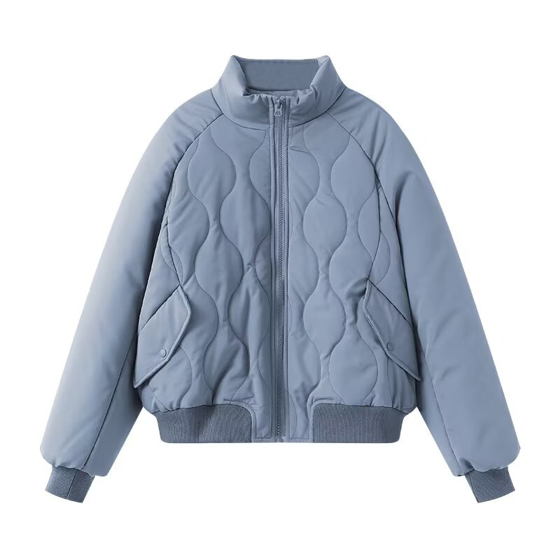 Women's Oversized Bomber Puffer Jacket with Stand Collar