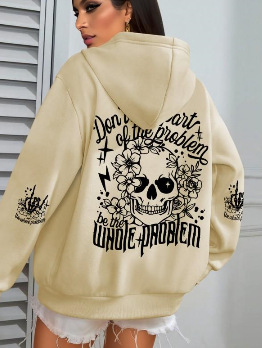 Women's Pink Skull Soda Print Hoodie