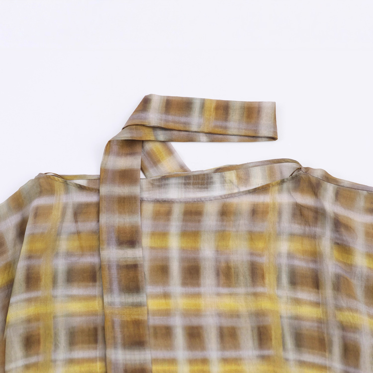 Women's Plaid Scarf Cape Top and Midi Skirt Set