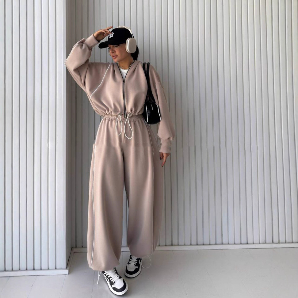 Women's Colorblock Hooded Zip Sweatshirt & Straight-Leg Pants Set
