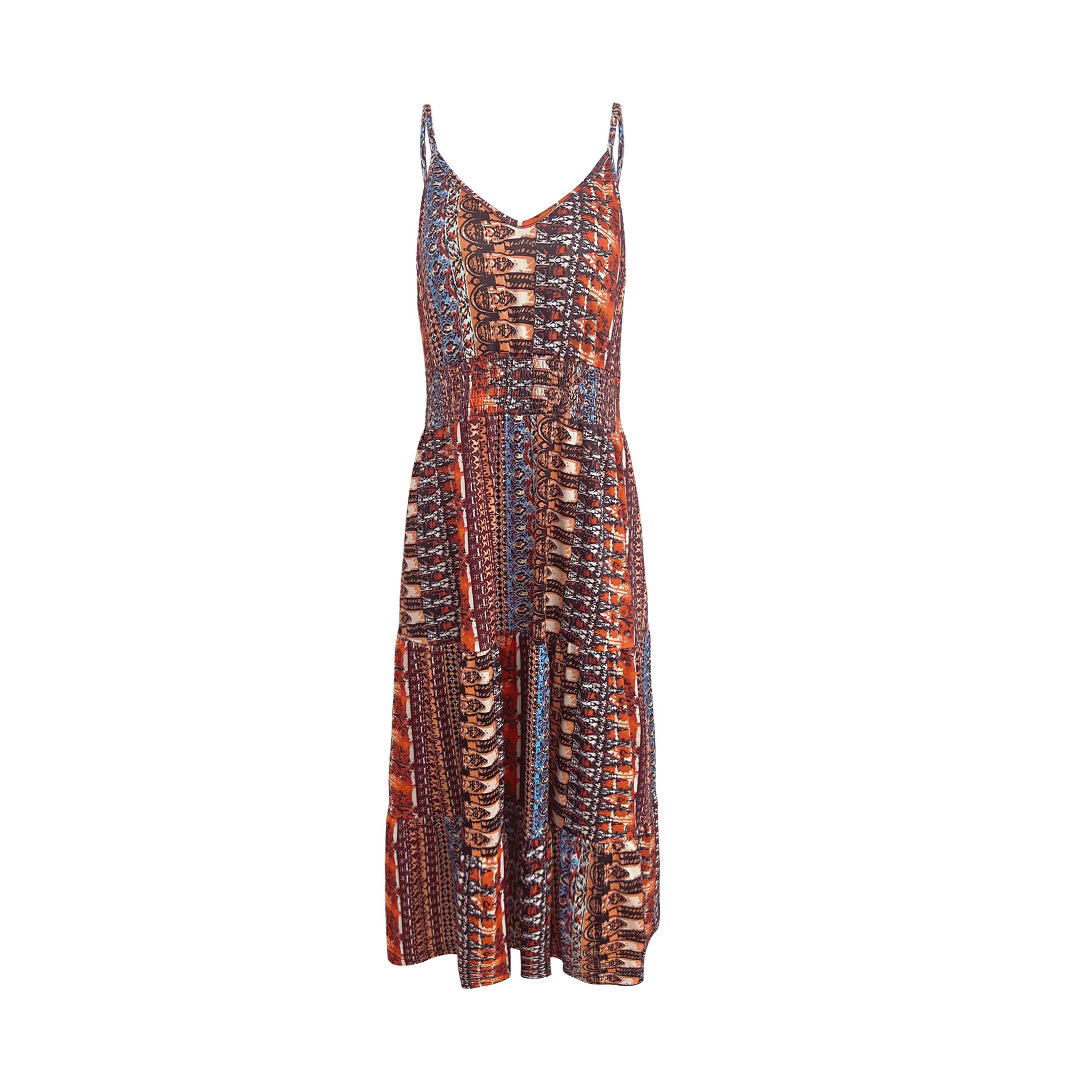 Women's Floral Print V-Neck Backless Sleeveless Cami Dress