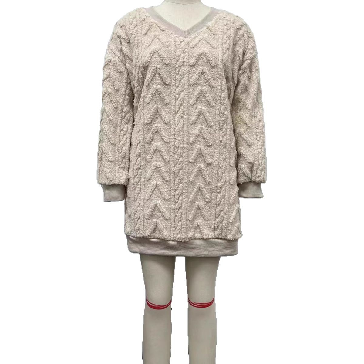 Women's Casual Solid V-Neck Long Sleeve Top