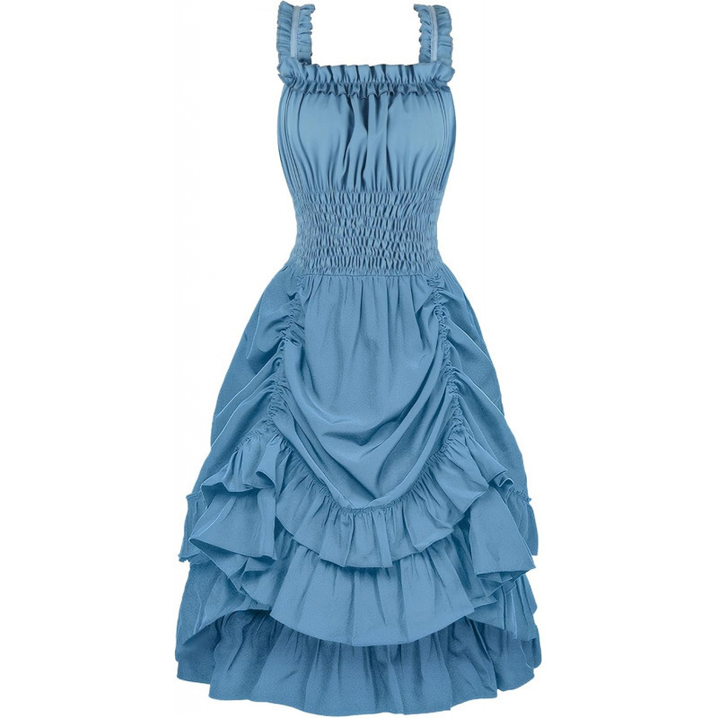 Women's Sleeveless Ruffle Dress with Pleated A-Line Silhouette