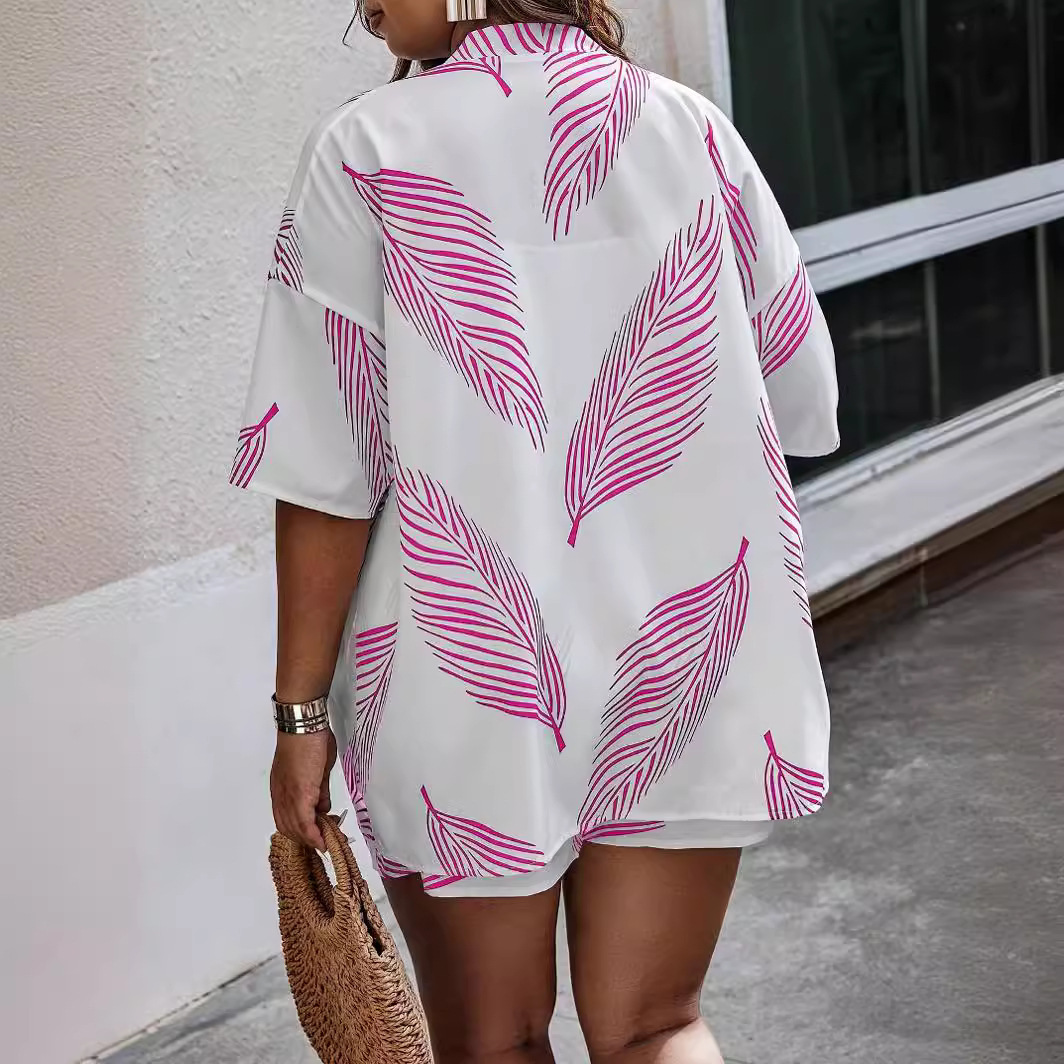Women's Floral Print Cardigan and Shorts Set Casual Vacation Outfit