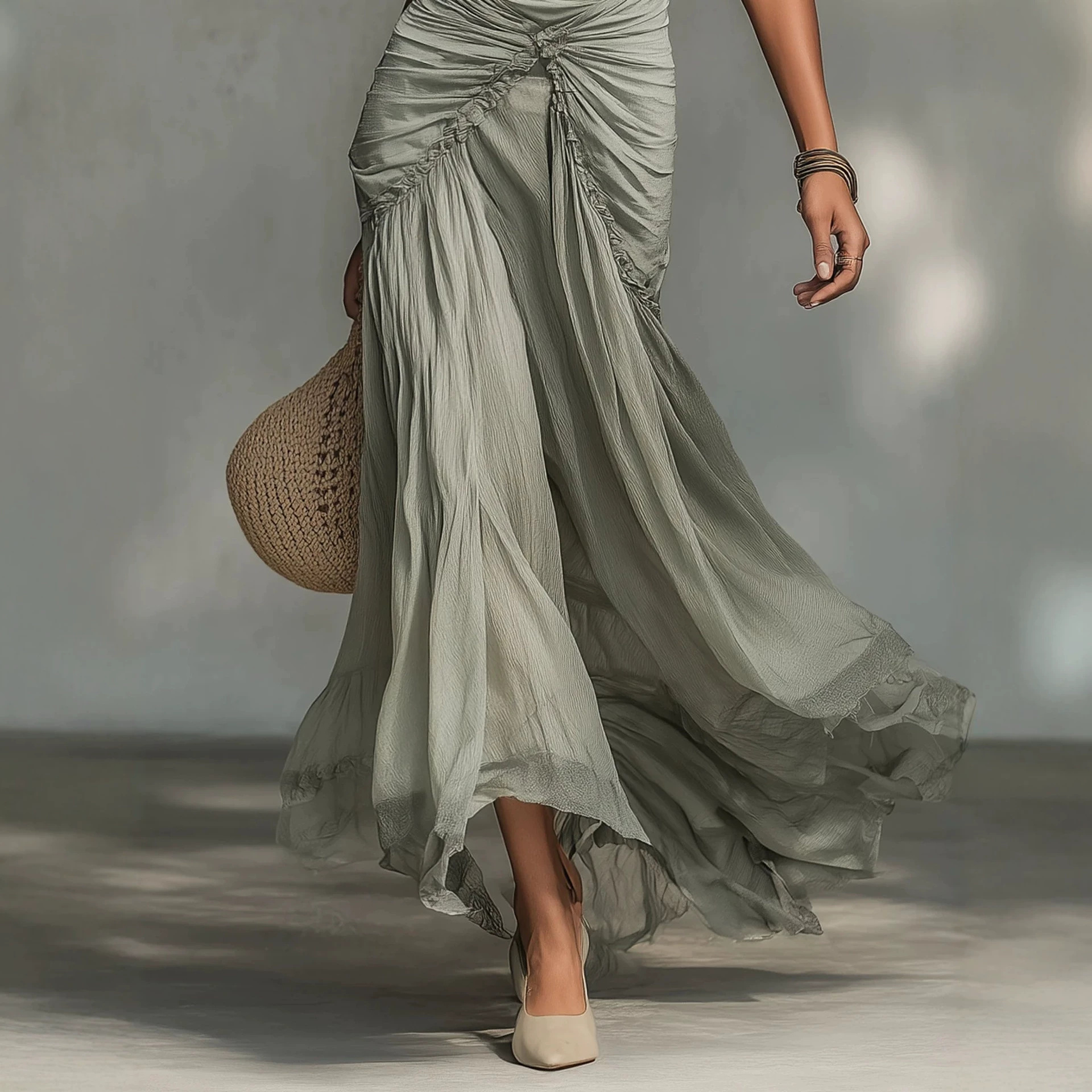 Women's Off-Shoulder Ruched Asymmetric High-Waist Bodycon Dress