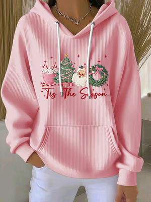 Women's Christmas Santa Tree Ice Cream Print Hoodie