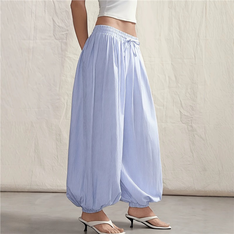 Striped Lantern Pants Casual Streetwear Loose Tapered