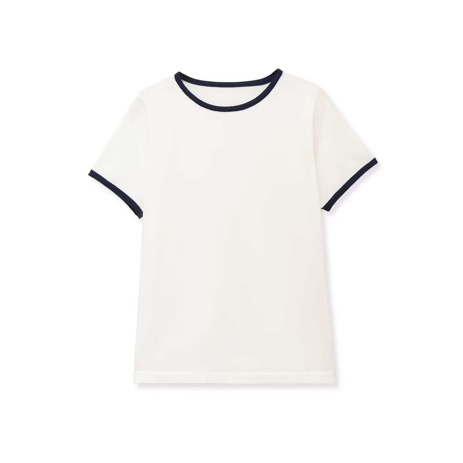 Women's Color-Block Trim Crewneck Short-Sleeve Knit Top