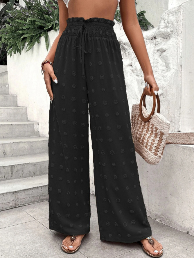 High-Waisted Jacquard Wide-Leg Pants for Women
