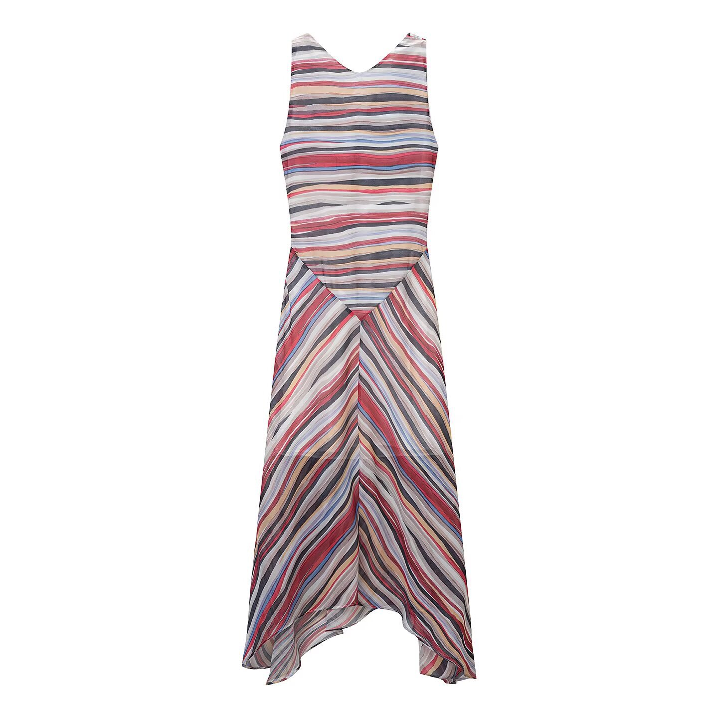 Striped Cowl Neck Sleeveless Bodycon Midi Dress
