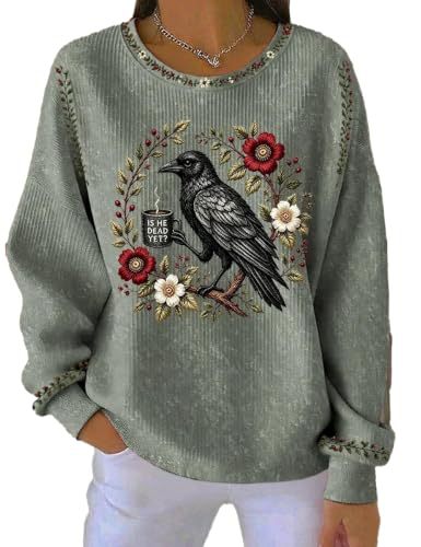 Women's Raven Floral Print Casual Hoodie