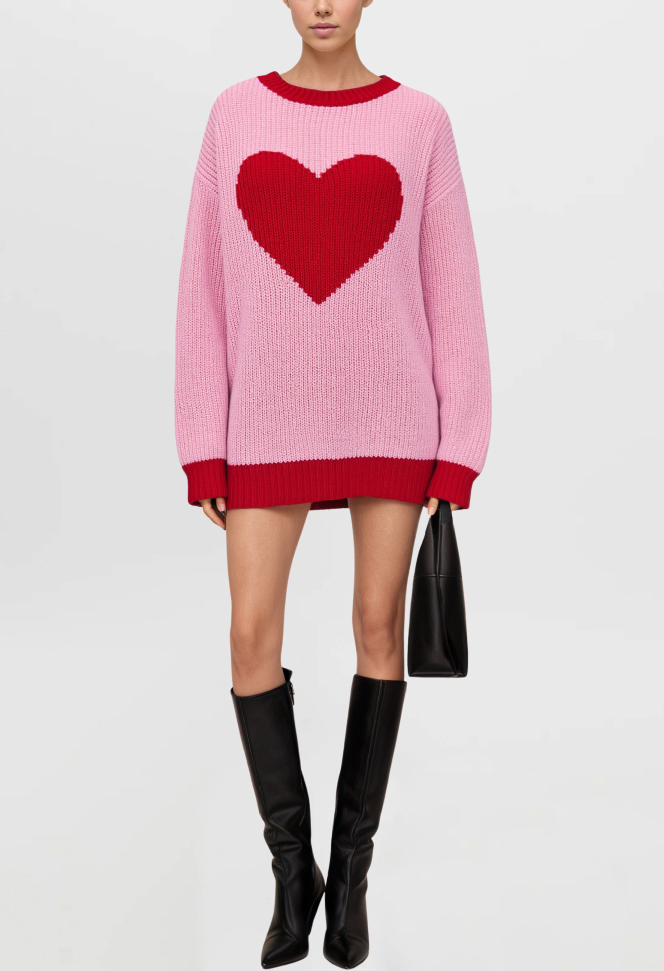 Heart Jacquard Pullover Sweater