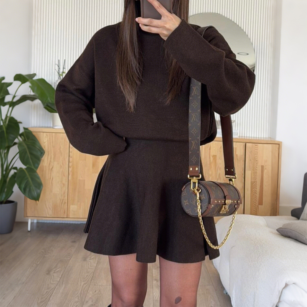 Women's Casual Sweater and Mini Skirt Two-Piece Set Long Sleeve