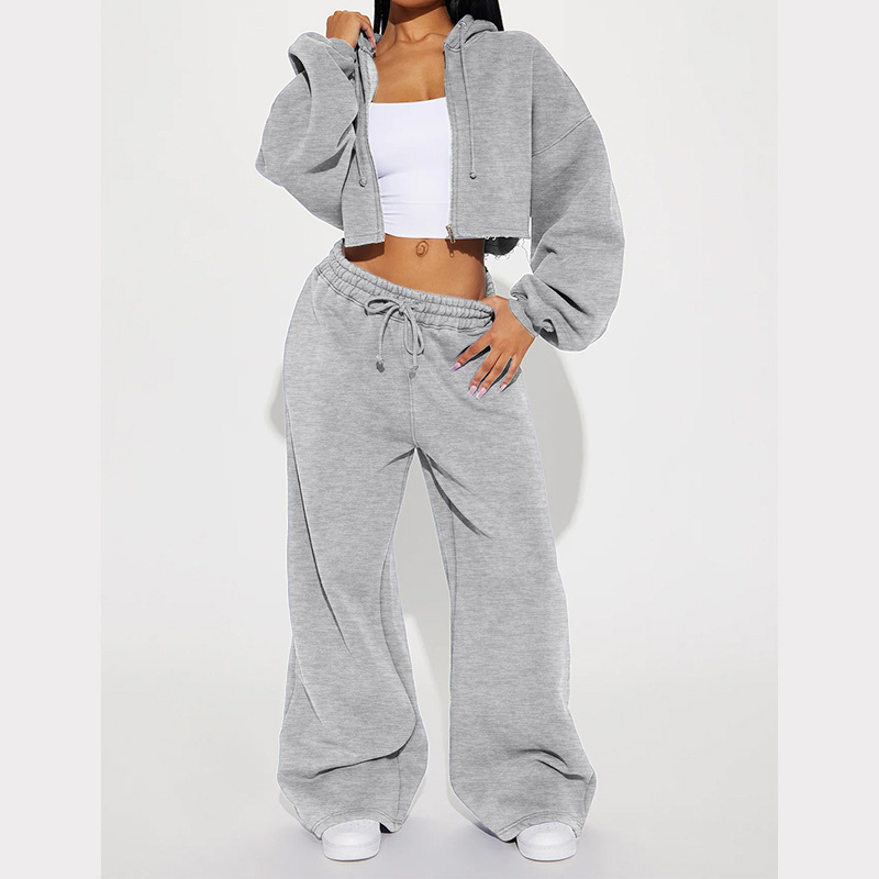 Women's Long Sleeve Zip-Up Sweatsuit Set Casual Sporty Two-Piece