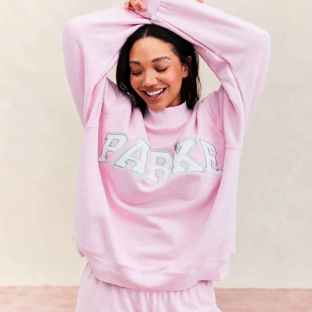 Embroidered Letter Turtleneck Long Sleeve Loose Sweatshirt & Pants Set