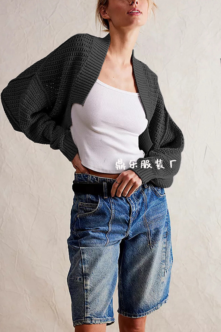 V-Neck Batwing Sleeve Knit Cardigan Sweater for Women