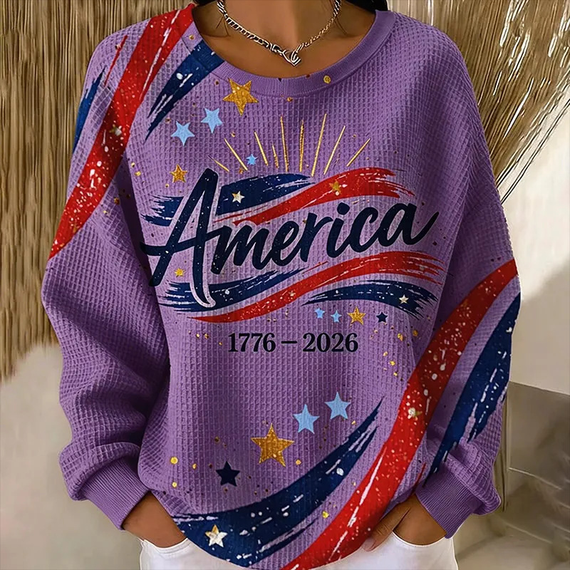 Women's USA America Anniversary Letter Print Sweatshirt