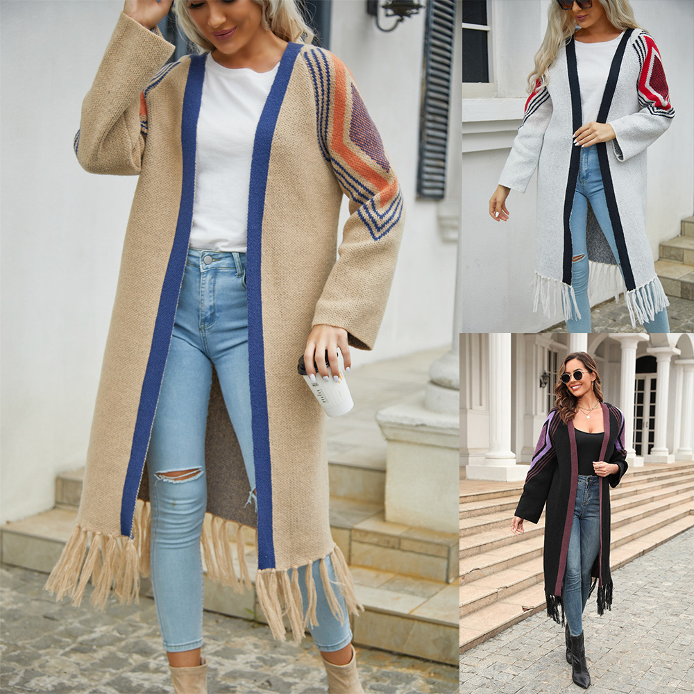 Fringed Long Cardigan Sweater