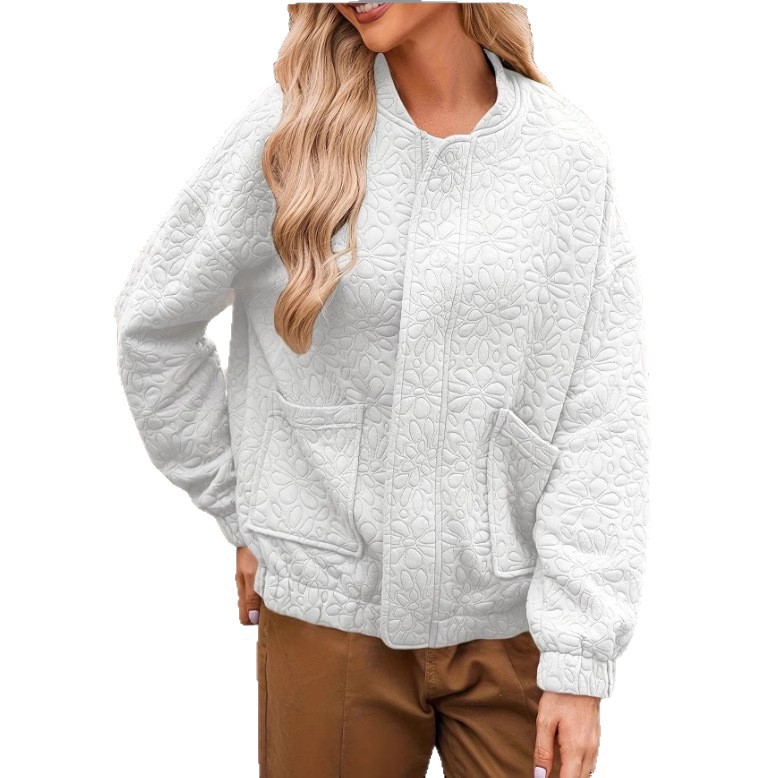 Women's Textured Button-Down Long-Sleeve Cardigan Jacket