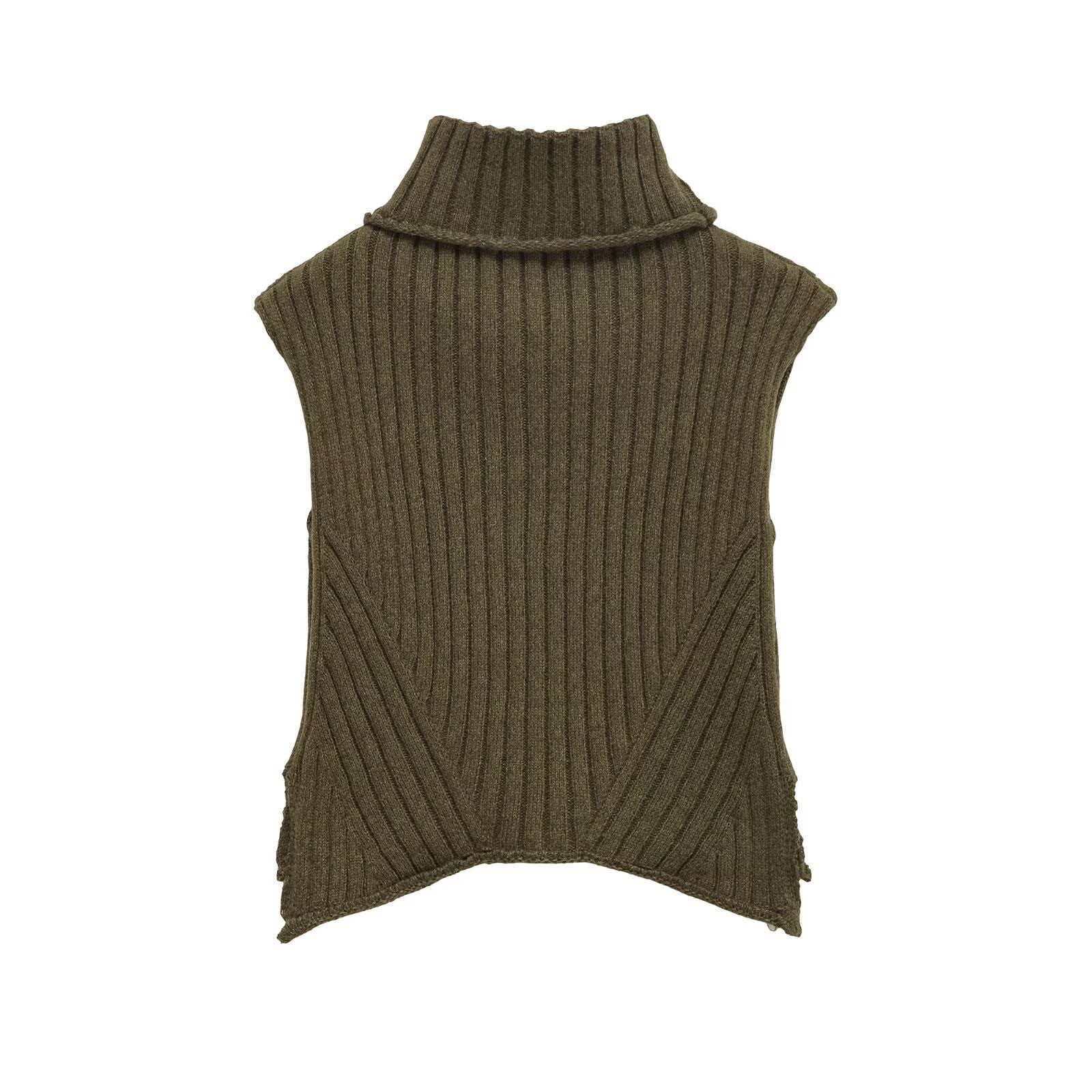 Olive Green High-Neck Knit Top