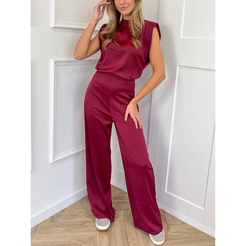 Women's Backless Sleeveless Jumpsuit Solid Color Straight Leg