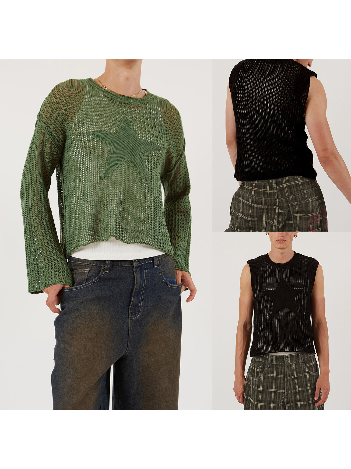 Women's Sleeveless Star Open-Knit Sweater Vest