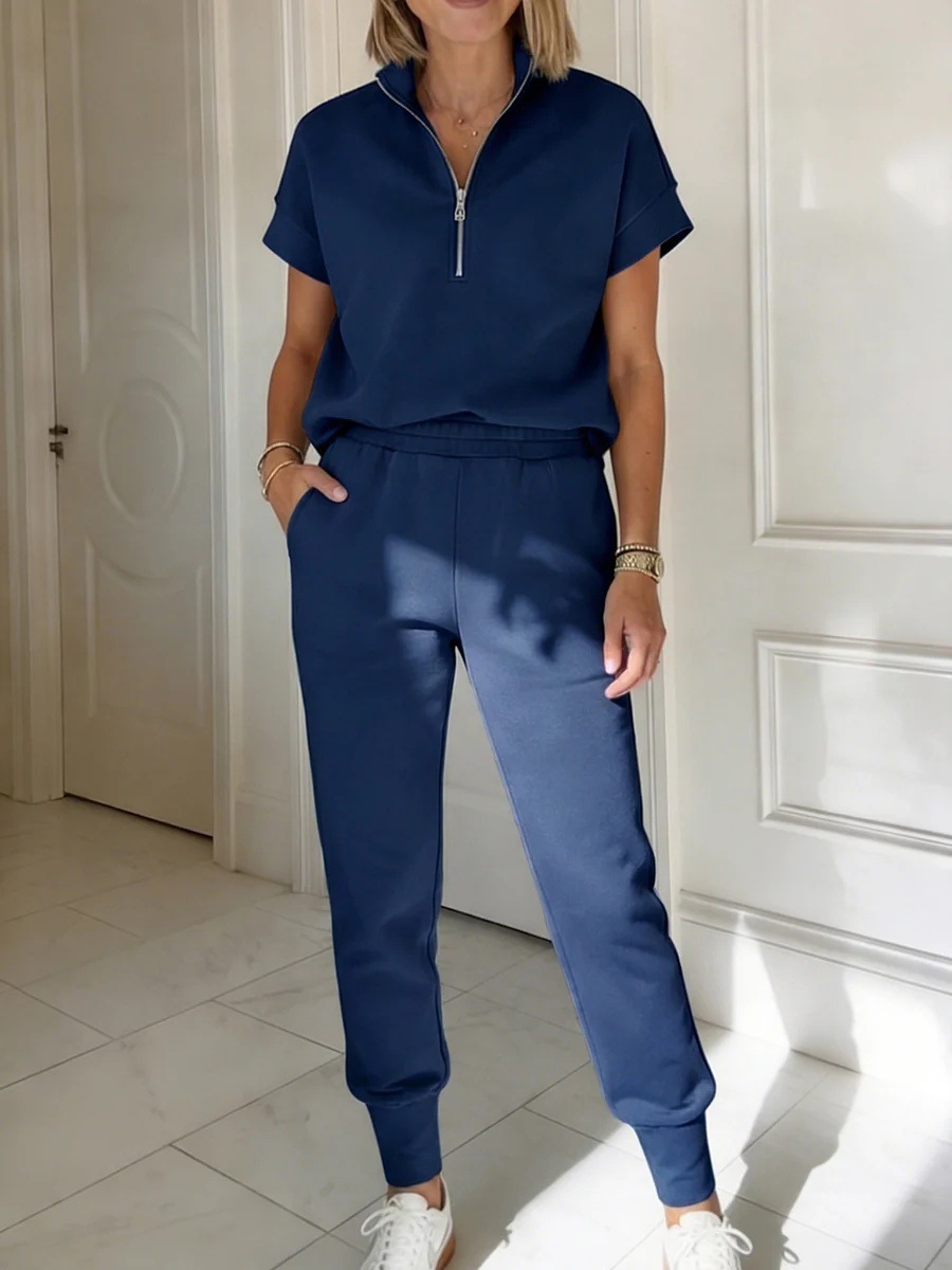 Spring Summer Casual T-Shirt and Pants Two-Piece Set