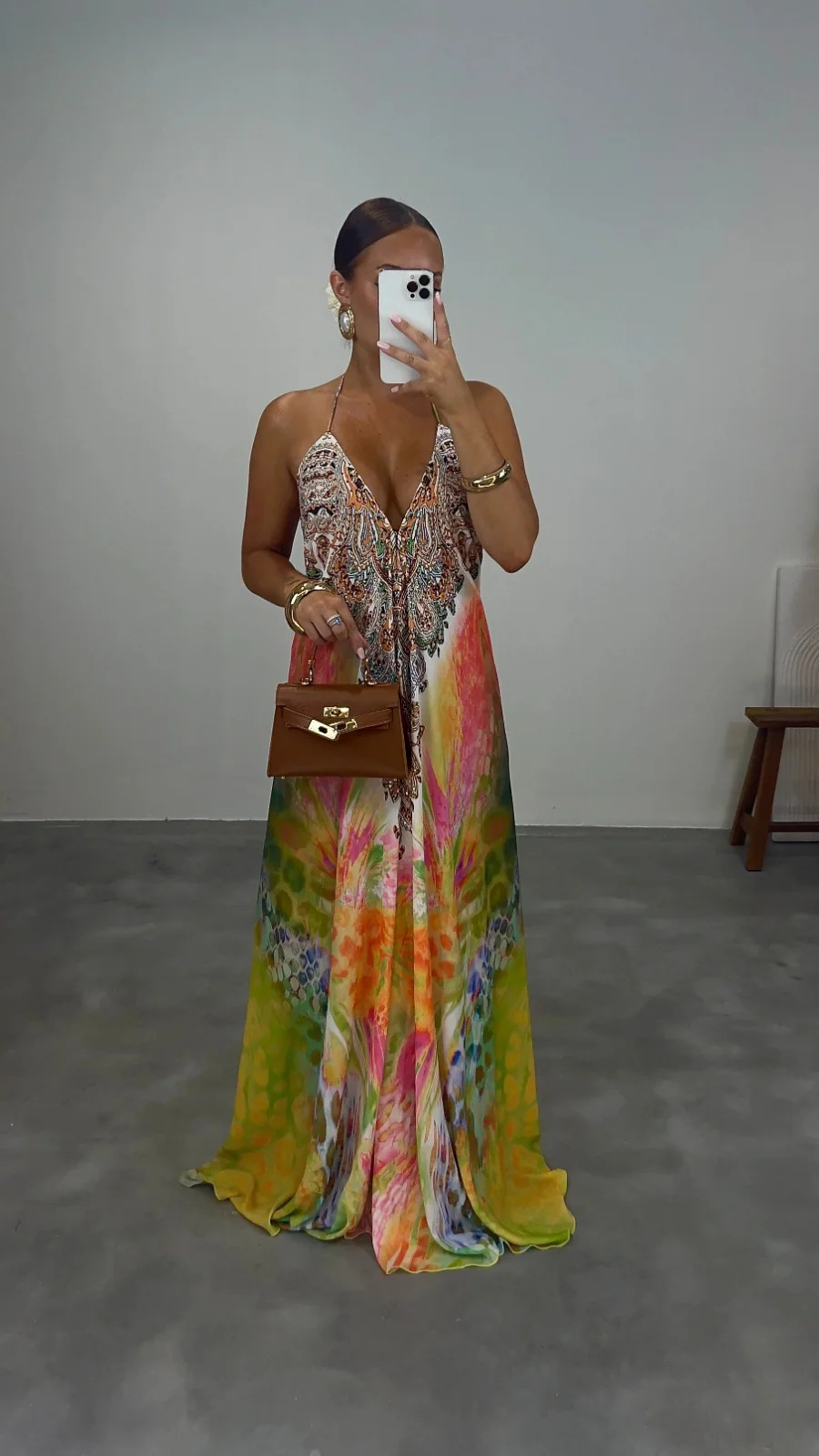 Bohemian Sleeveless Halter Printed Maxi Dress