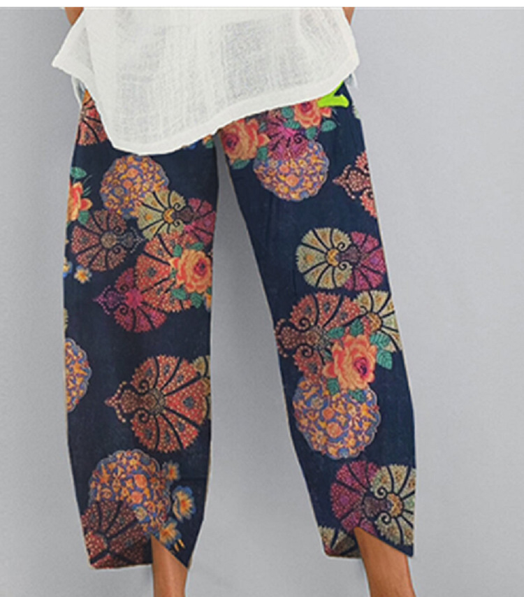 Women's Boho Floral Print Cropped Jogger Pants