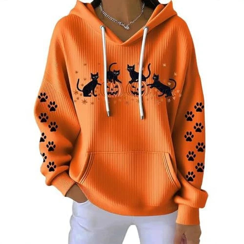 Women's Cat Paw Print Crewneck Sweatshirt Casual Pullover