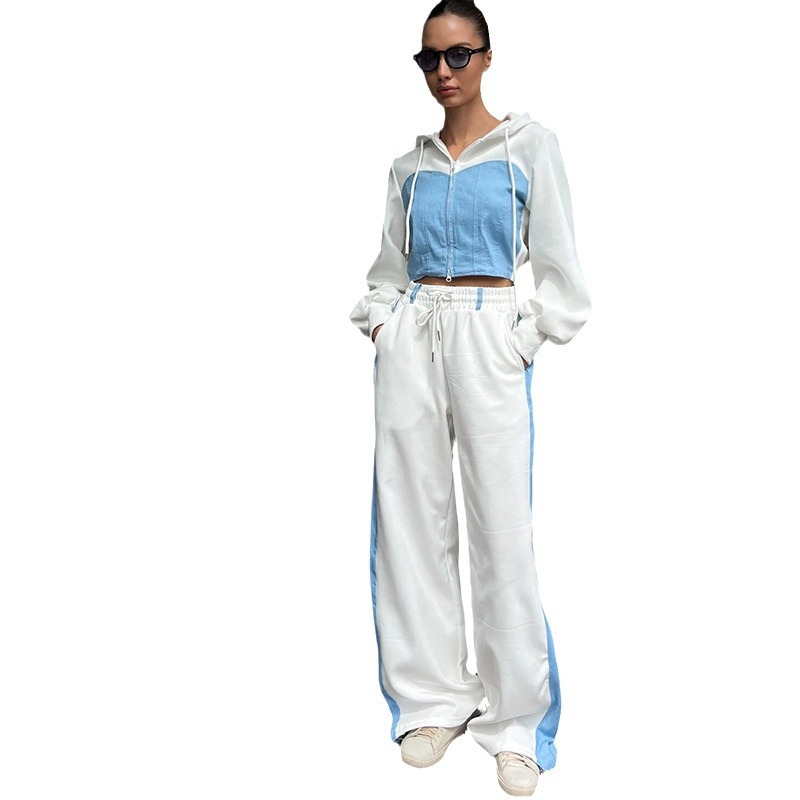 Women's Colorblock Hooded Cardigan and Jogger Pants Two-Piece Set