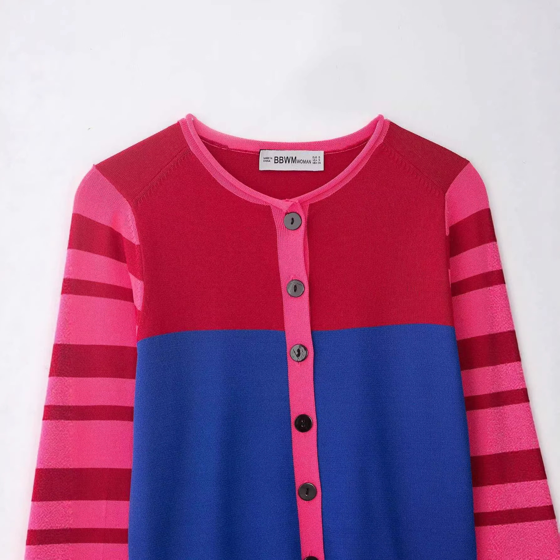 Women's Retro Color-Block Striped Knit Cardigan