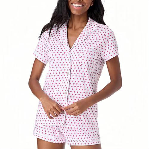 Women's Cuban Collar Polka Dot Print Short Sleeve Top Set