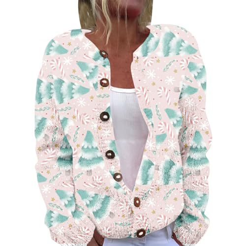 Women's Christmas Santa Print Faux Sweater Cardigan