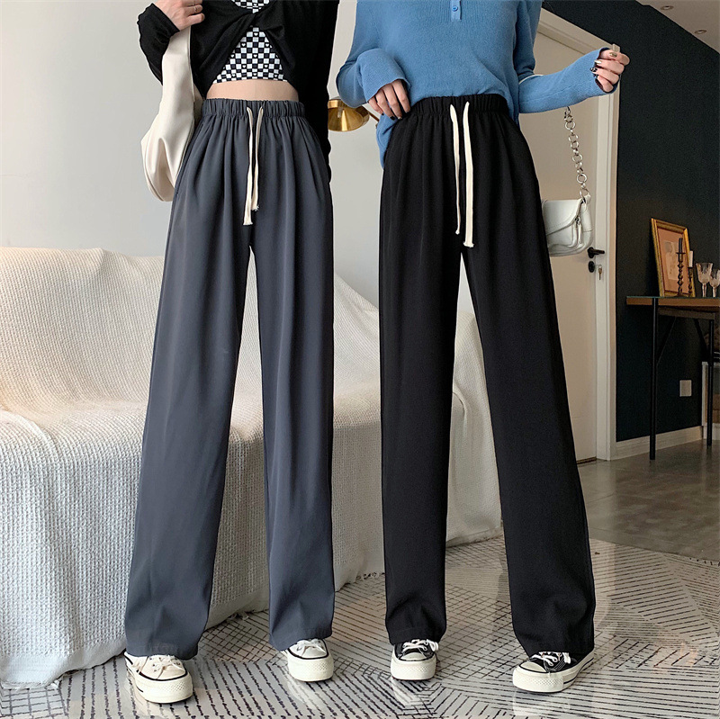 Women's High-Waist Wide-Leg Pants Slimming Loose Straight Korean Style