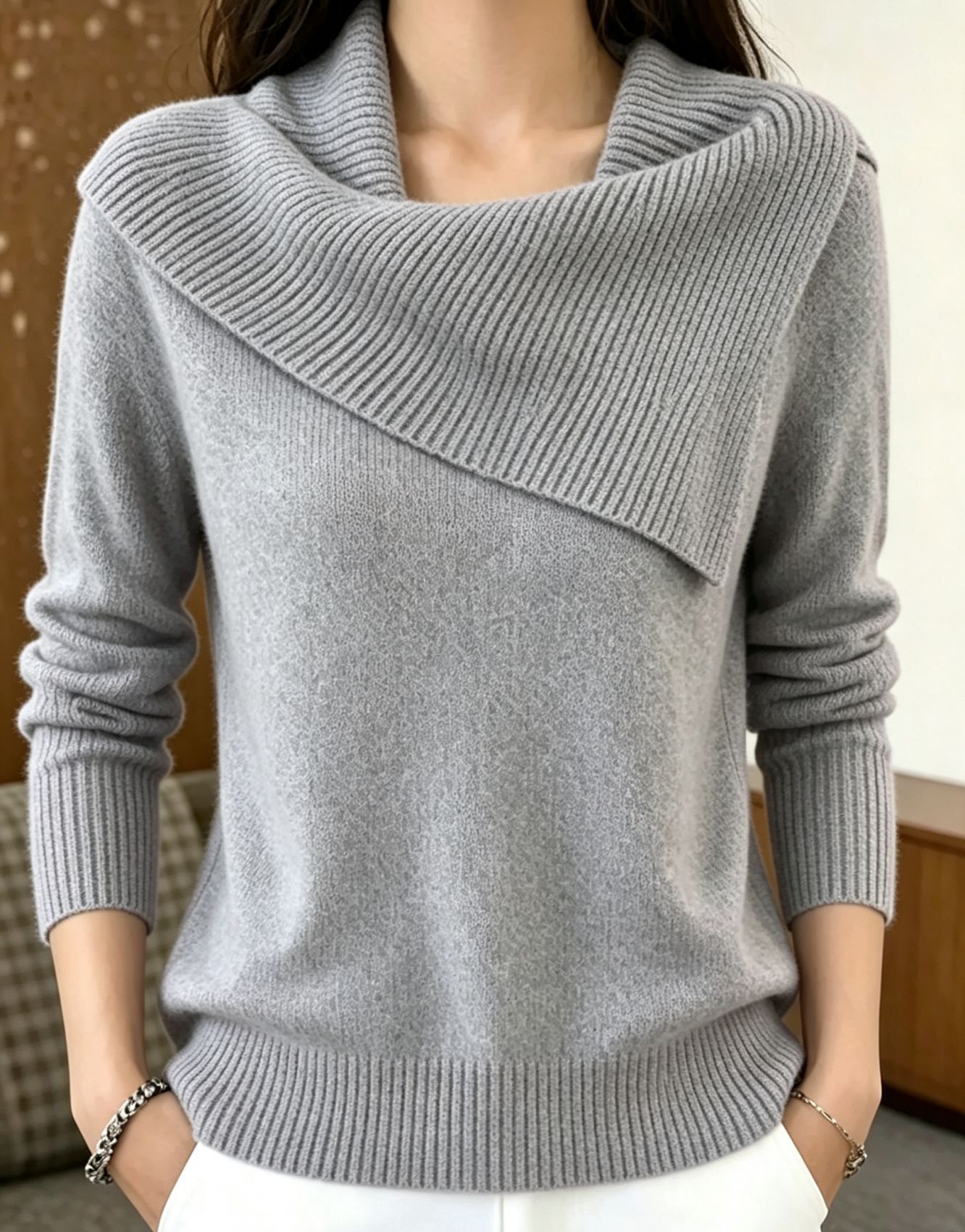 Korean Retro Collared Knit Sweater Slimming Lazy Style