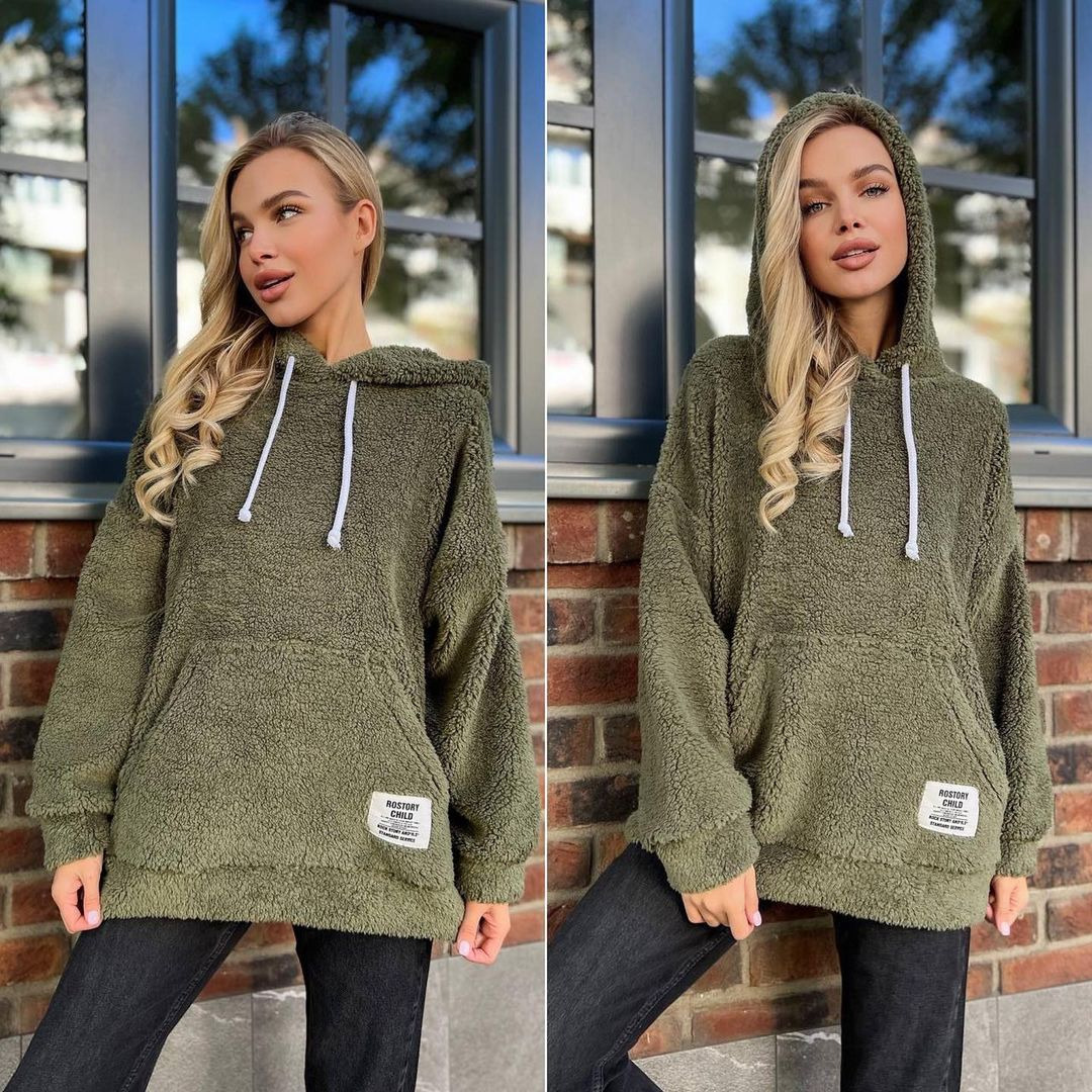Flannel Fleece Hooded Pullover Sweatshirt