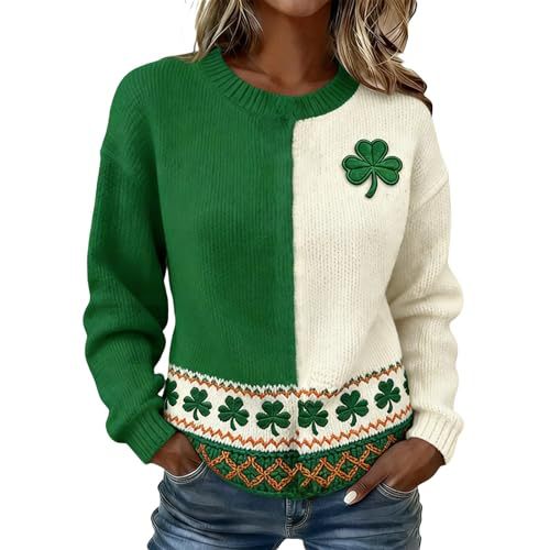 Women's Lucky Clover USA Flag Striped Print Sweatshirt
