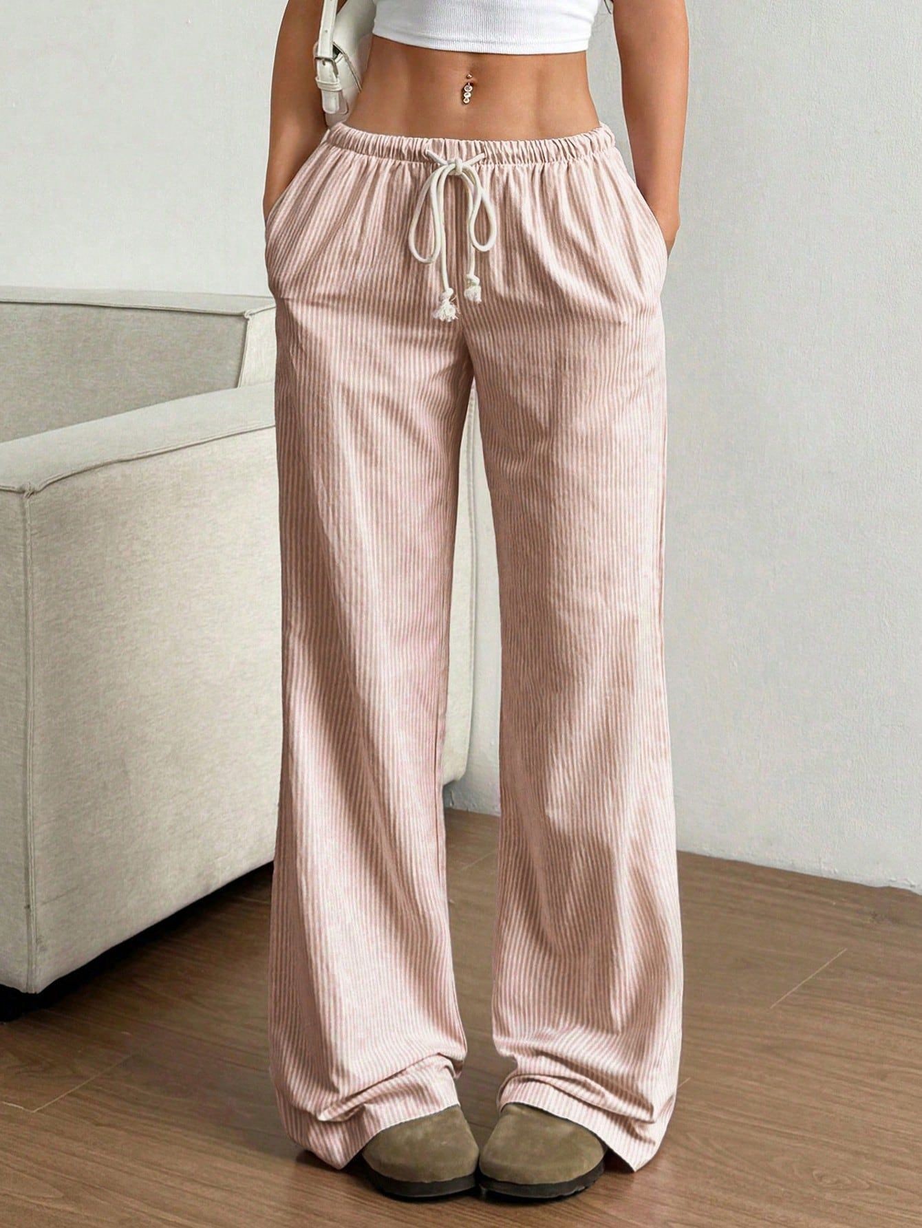 Striped Wide-Leg Casual Pants