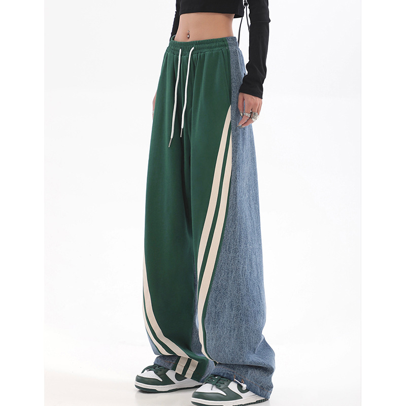 Patchwork Wide-Leg Jeans High-Waist Streetwear