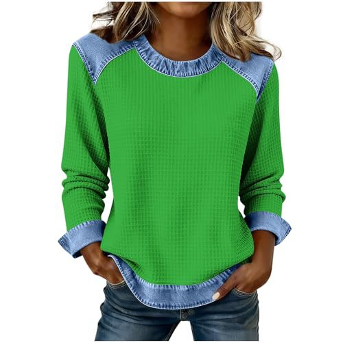 Women's Solid Print Crewneck Sweatshirt Casual Long Sleeve