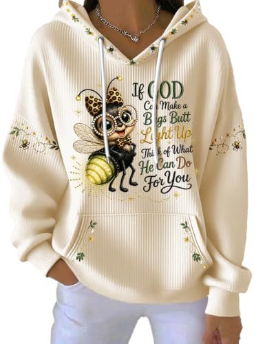 Women's Bee Letter Print Casual Hoodie