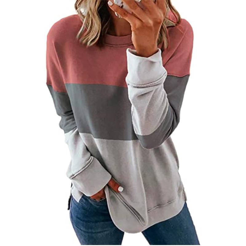 Women's Colorblock Crewneck Long-Sleeve Sweatshirt Loose Fit