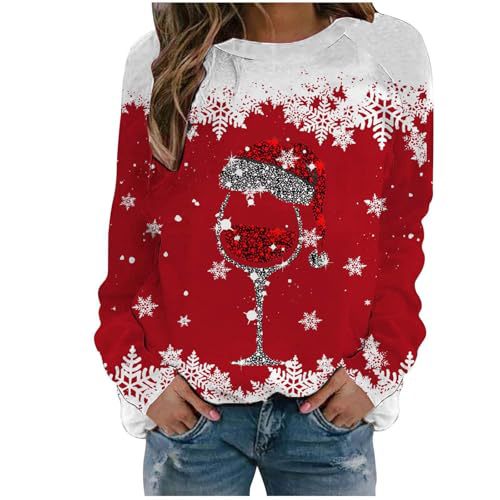 Women's Castle Wine Glass Music Note Print Crewneck Sweatshirt