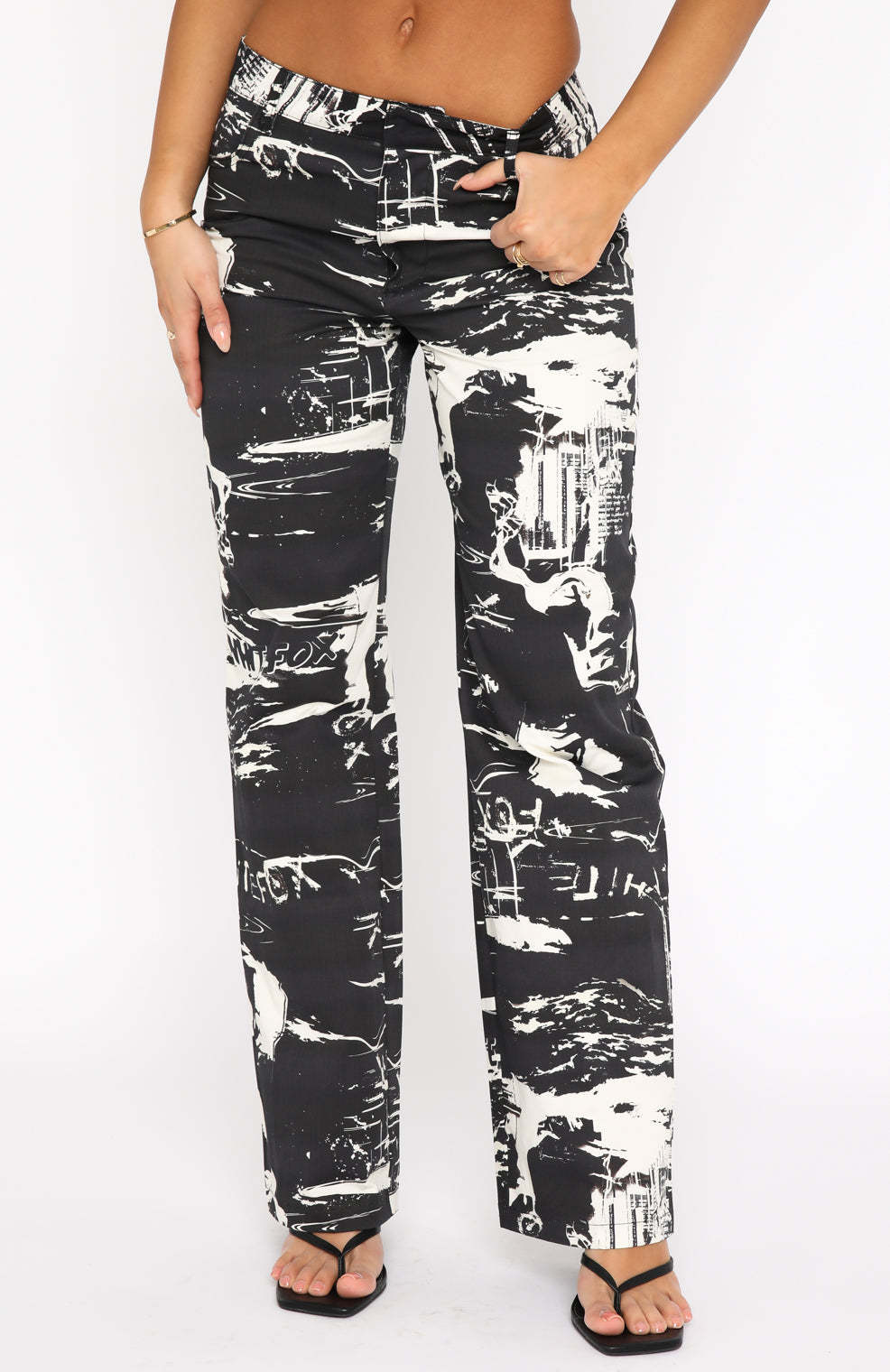 Women's Printed Straight-Leg Mid-Rise Casual Pants