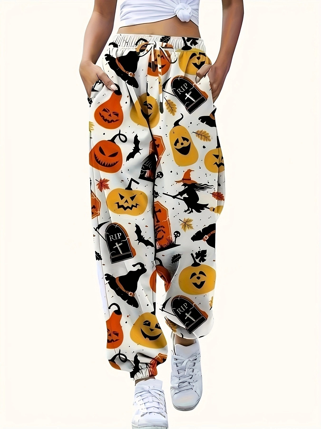 Women's Halloween 3D Print High-Waist Drawstring Jogger Pants