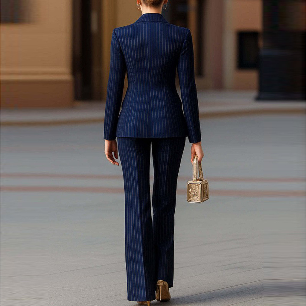 Women's Color-Block Long-Sleeve Blazer and Pants Set
