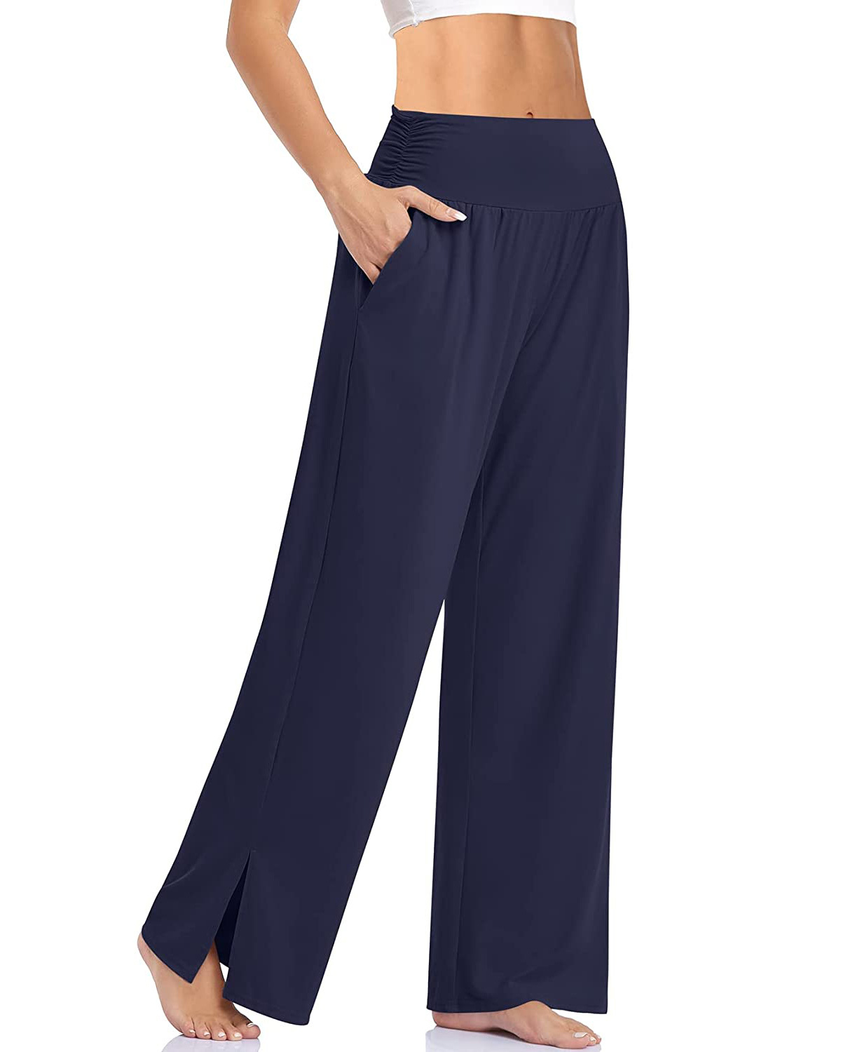 Women's Wide-Leg Loose Yoga Pants with Pockets