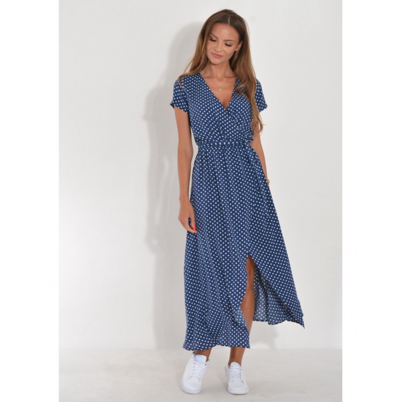 V-Neck Floral Tie-Waist Midi Dress with Flutter Sleeves
